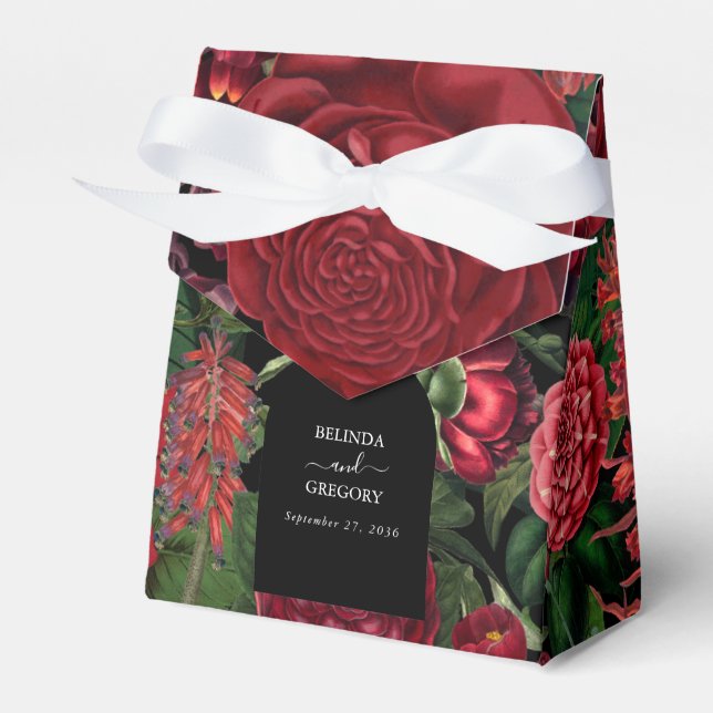 Moody Florals Black Arch Burgundy Red Wedding Geschenkschachtel (Vorderseite)