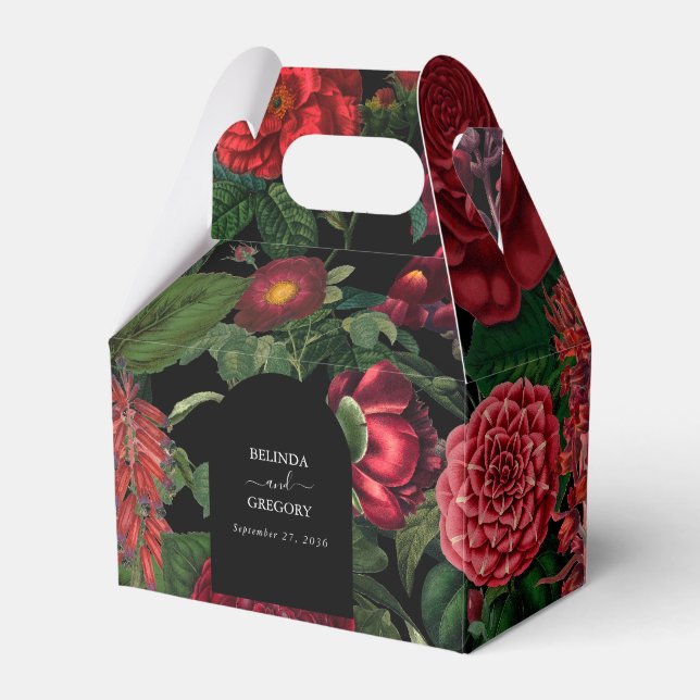 Moody Florals Black Arch Burgundy Red Wedding Geschenkschachtel (Vorderseite)