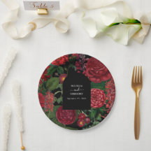 Moody Florals Black Arch Burgundy Red Wedding