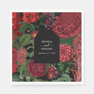 Moody Florals Black Arch Burgundy Red Wedding Serviette