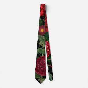 Moody Florals Black & Burgundy Vintag Krawatte