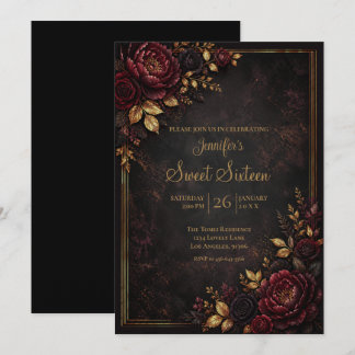 Moody Flowers Sweet 16 Geburtstag Einladung