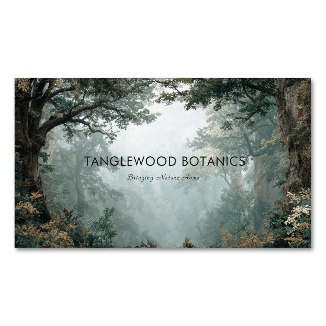 Moody Foggy Forest Mystical Deep Woods Magnetische Visitenkarte (Vorderseite)