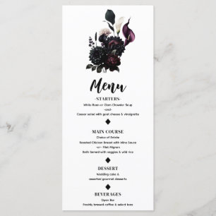Moody foncé Romantique Floral Blanc menu Mariage