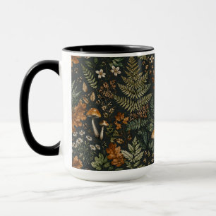 Moody Forest Pilz Farn Nahtloser Schwarzer Kaffee Tasse