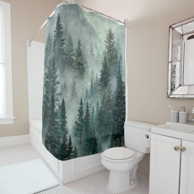 Moody Forest Shower Curtain Duschvorhang (Beispiel)