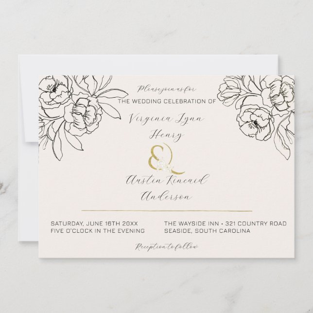 Moody geräuchert Gold Ampersand 2 Einladung (Vorderseite)