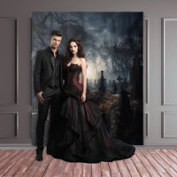 Moody Gothic Autumn Moonlit Graveyard XLarge