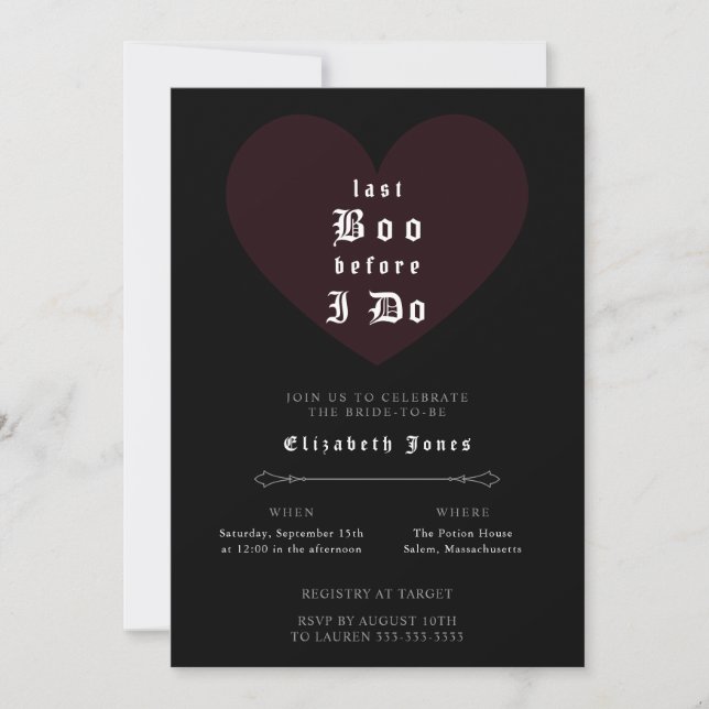 Moody Gothic Bridal Shower Invitation (Devant)