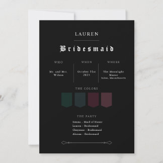 Moody Gothic Bridesmaid Proposition Invitation