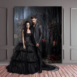 Moody Gothic Dark Alter mit Rote Rosen XLarge Wandteppich
