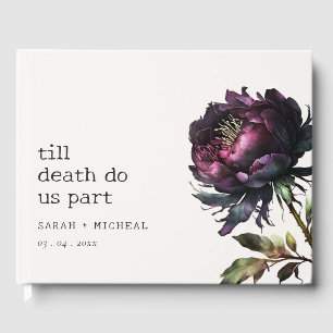 Moody Gothic Dark Lila Black Peony Wedding Gästebuch