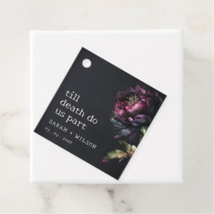 Moody Gothic Dark Lila Black Peony Wedding Geschenkanhänger