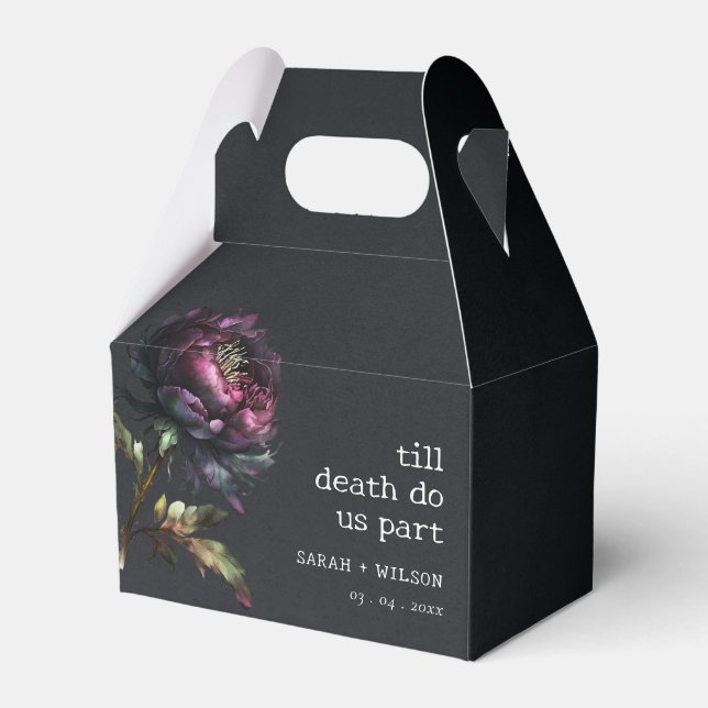 Moody Gothic Dark Lila Black Peony Wedding Geschenkschachtel (Vorderseite)