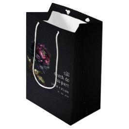 Moody Gothic Dark Lila Black Peony Wedding Mittlere Geschenktüte