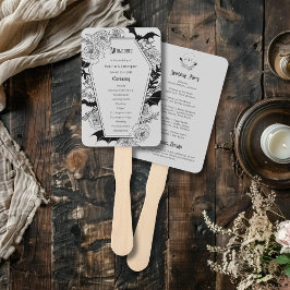 Moody Gothic Floral Coffin Gray Wedding Program Fächer