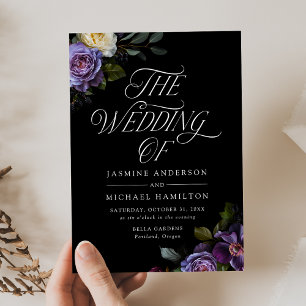Moody Gothic Floral Wedding Einladung