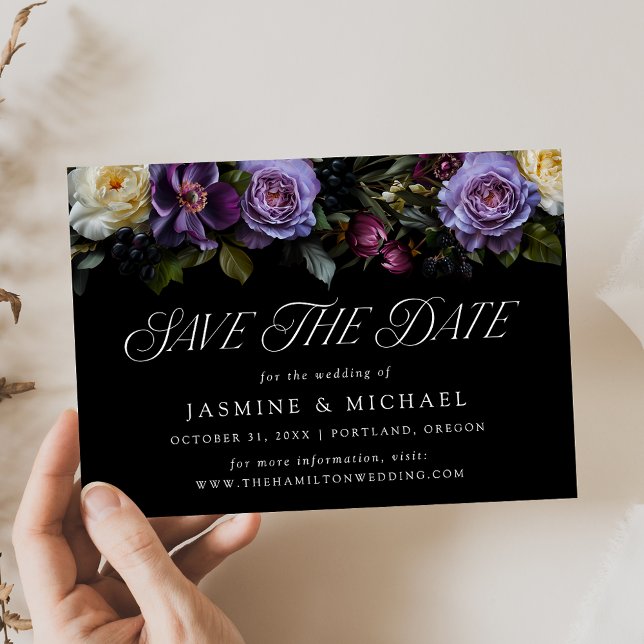 Moody Gothic Floral Wedding Save The Date (Von Creator hochgeladen)