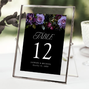 Moody Gothic Floral Wedding Tischnummer Card