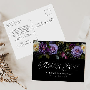 Moody Gothic Floral Wedding Vielen Dank Postkarte