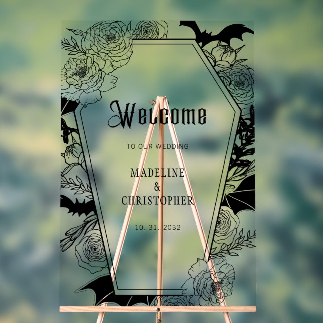 Moody Gothic Floral Wedding Welcome Sign Acrylschild (Neutral)