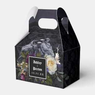 Moody Gothic Lila Floral Bouquet auf Black Lace Geschenkschachtel