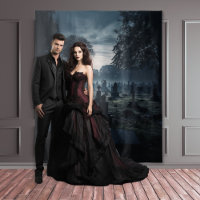 Moody Gothic Misty Moonlit Graveyard XLarge