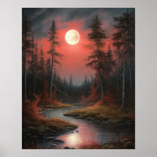 Moody Gothic Moon Art Imprimer Poster (Devant)