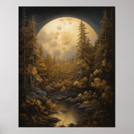 Moody Gothic Moon Art Print Poster
