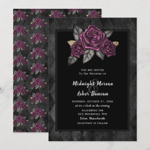 Moody Gothic Rose Black Wedding Einladung
