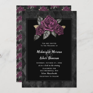 Moody Gothic Rose noir Faire-part de mariage