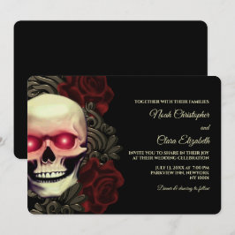 Moody Gothic Skull Floral Halloween metallic Einladung