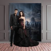 Moody Gothic Spuk Moonlit Graveyard XLarge