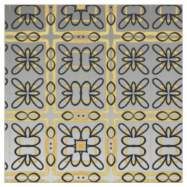 Moody Gray Gold Geometric Cotton Twill Yardage Stoff