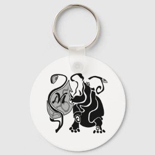 Moody Hippo Monogram Schlüsselanhänger