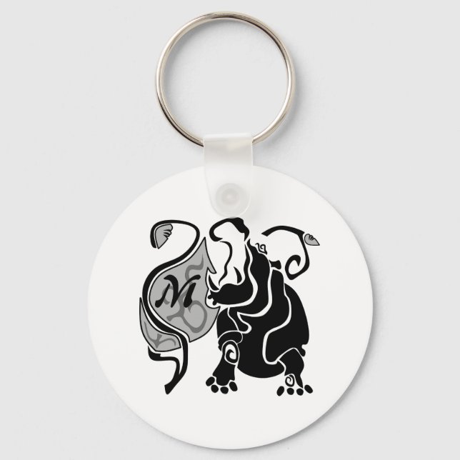 Moody Hippo Monogram Schlüsselanhänger (Vorderseite)