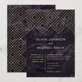 Moody Hues Amethyst Lila Marble Wedding Einladung