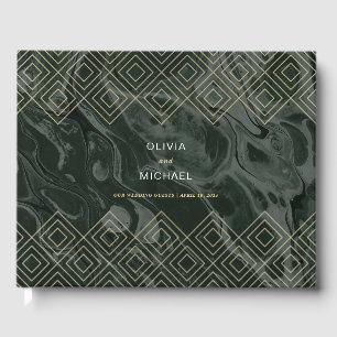 Moody Hues Emerald Green Marble Custom Gästebuch