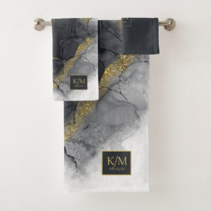 Moody Ink Charcoal Gold Abstrait ID988