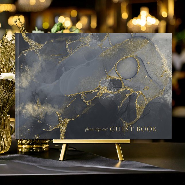 Moody Ink Charcoal Gold Abstrakt ID988 Gästebuch (Von Creator hochgeladen)