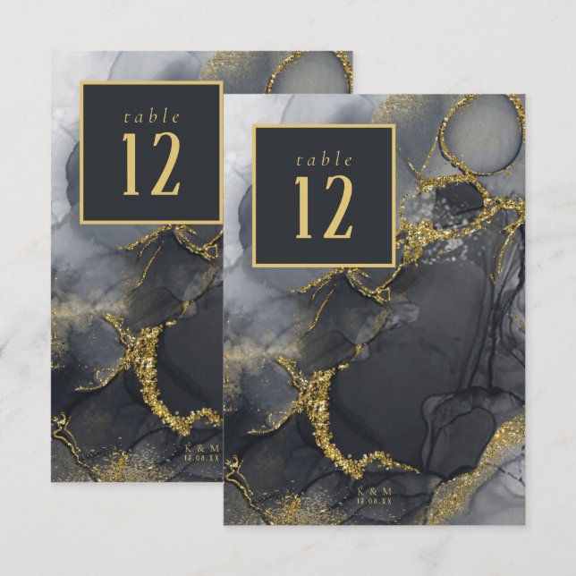 Moody Ink Charcoal Gold Tischnummer ID988 (Vorne/Hinten)