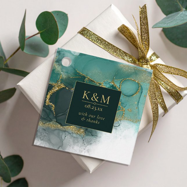 Moody Ink Emerald Gold Abstrakt ID988 Geschenkanhänger (Von Creator hochgeladen)