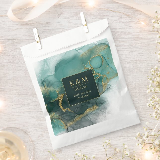 Moody Ink Emerald Gold Abstrakt ID988 Geschenktütchen (Ausgeschnitten)