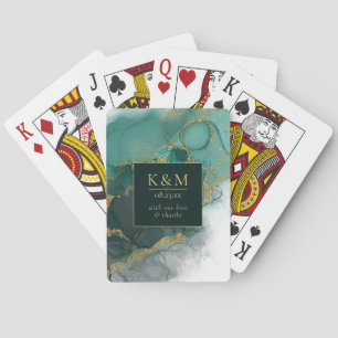 Moody Ink Emerald Gold Abstrakt ID988 Spielkarten