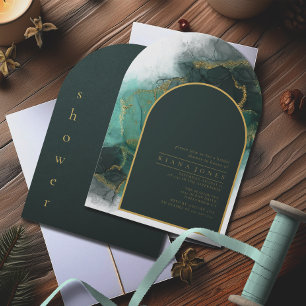 Moody Ink Emerald Gold Brautparty-Bogen ID988 Einladung