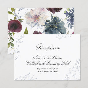 Moody Jewel Tone Floral Hochzeitsempfang Einladung
