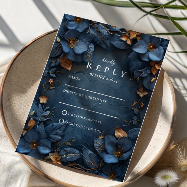 Moody Kupfer Blumenhochzeit RSVP Karte (Von Creator hochgeladen)