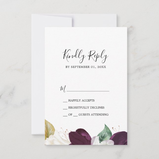 Moody Lila Blogs Einfache RSVP-Karte RSVP Karte (Vorderseite)