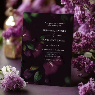 Moody Lila Bloom Grunge Wedding Einladung