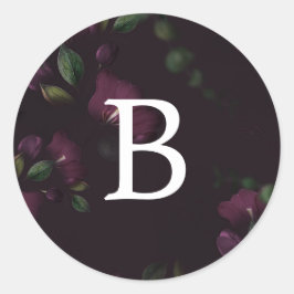 Moody Lila Bloom Monogram Wedding Umschlag Aufkleb Runder Aufkleber